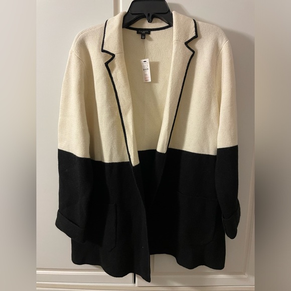 NWT Talbot's Colorblock Open Sweater Jacket Milano Stitch Wool Blend - Picture 3 of 7